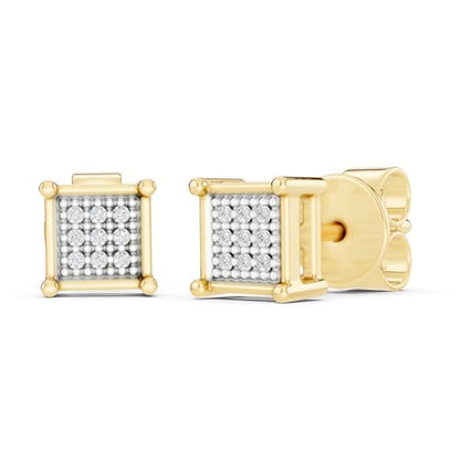 Dazzlingrock Natural Round White Diamond Square Shaped Unisex Stud Earrings | 0.06 Ctw | 925 Sterling Silver - color: Yellow Plated 925 Sterling Silver, size: Push Back
