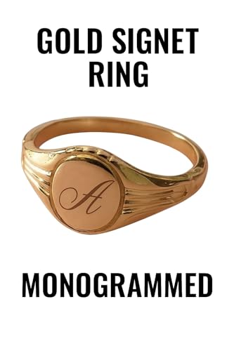 Personalized Oval Signet Ring, Custom Engraved Initials, Valentine's Gifts, Birthday Gift, Letter Engraved Signet Ring, 925 Sterling Silver - color: Yellow Gold Vermeil