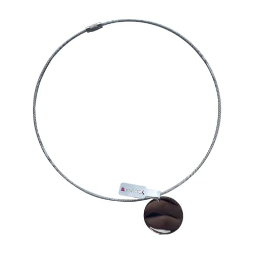 Choker Necklace Silver Stainless Steel Wire Statement Collar Simple Coin Pendant Necklace 18"