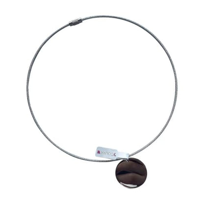 Choker Necklace Silver Stainless Steel Wire Statement Collar Simple Coin Pendant Necklace 18"