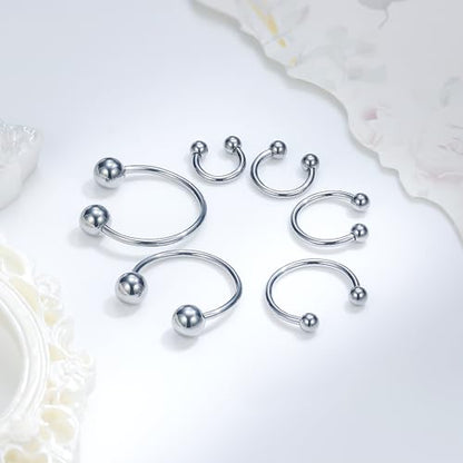 Ruifan 20G 18G 16G 14G 12G Horseshoe Nose Ring Titanium Septum Rings Piercing Jewelry Cartilage Conch Helix Rook Lip Tragus Earring Hoop Eyebrow Retainer For Women Men 6mm 8mm 10mm 12mm 14mm 16mm 19mm - size: Ball: 16G - 6MM