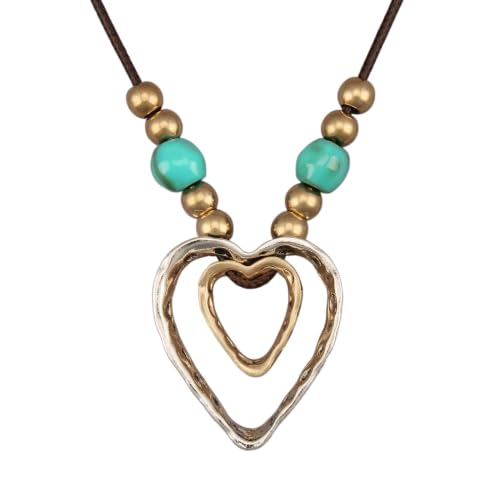 Boho Necklaces for Women Chunky Circle Necklace Bohemian Necklaces | Chunky Boho Necklace for Women Layered Boho Circle Leather Choker Necklace Long Vintage Necklaces Bohemian Jewlery Gifts - style: Large Pendant Necklace Women