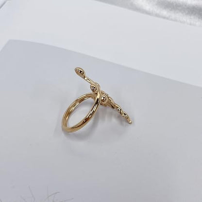 OIDIMS Leaf Statement Rings for Women Stainless Steel Gold-Tone Plated Adjustable Open Finger Band Fashion Plant Branch Leaves Wrap Thumb Ring Boho Stylish Daily Wear Holiday Fashion Jewelry - color: Gold-Tone