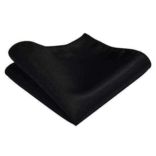 GUSLESON New 3.15"（8cm） Solid Color Necktie and Pocket Square Cufflinks Clip Set - color: Black