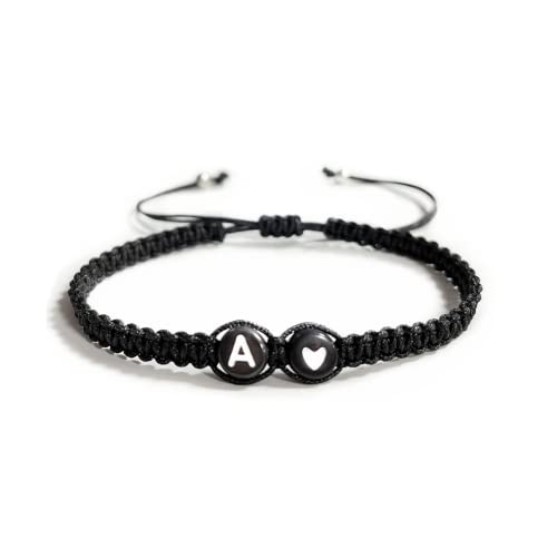 Heart Initial Bracelets 26 Letters Initial Charms Bracelet for Women Gifts A-Z Braided Bracelets Heart Link Handmade Rope Braided Adjustable Jewelry for Mom Daughter Birthday Jewelry Gift - style: Letter A