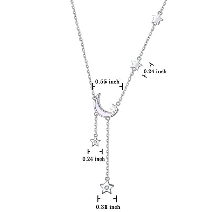 Ladytree 925 Sterling Silver Jewelry Crescent Moon and Star Pendant Necklace - style: Five Stars and Moon