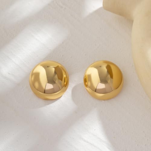1PR Gold Plated Chunky Stud Earrings Metal Statement Large Earring for Women Irregular Geometric Round Earrings Prom Party Jewelry