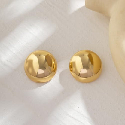 1PR Gold Plated Chunky Stud Earrings Metal Statement Large Earring for Women Irregular Geometric Round Earrings Prom Party Jewelry