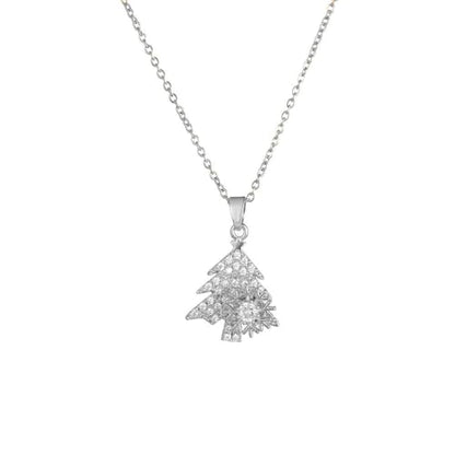 Sunflower Fidget Necklace for Women Gold Moon Necklace Rotating Heart Necklaces Spinning Crystal Flower Anxiety Necklaces Crescent Moons Jewelry Accessories - color: Silver Tree