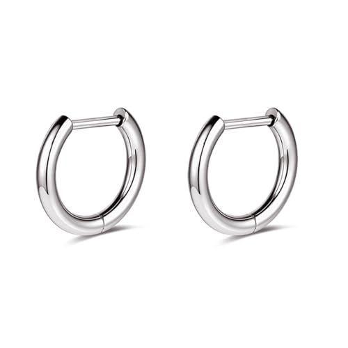 AOEDEJ G23 Titanium Black/Steel Gray/Gold Hoop Earrings 18G Small Huggie Hoop Earrings 8mm/10mm/12mm Cartilage for Sensitive Ears for Multiple Piercing Cartilage Hoop Earring Stack Jewelry - style: D shape-10mm