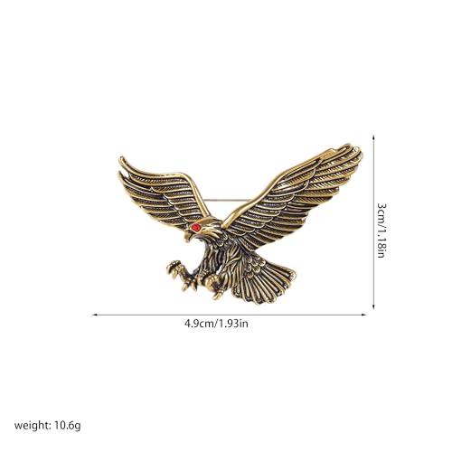 Vintage Eagle Brooch for Women Men Classic Retro Animal Bird Lapel Pin Party Jewelry for Lapel, Jacket, Hat, Scarf (Gold)