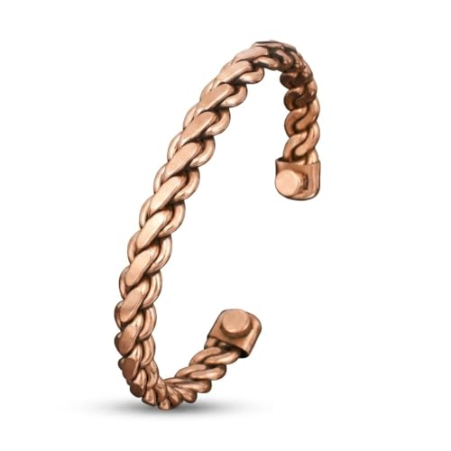Pure Copper Cuff Bangle Bracelet 100% Solid, Raw & Uncoated Handmade Bracelets Jewelry Cuff Gift Bangle for Women & Men - color: Copper Cb-110