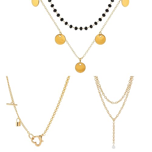 Stocking Stuffers Gold plate and Silver Plated Jewelry Sets Stocking Stuffers for Women Costume Jewelry Chain Necklace Bracelet Earrings and Rings Sets for Women Bulk Jewelry - color: JJG50Hgold