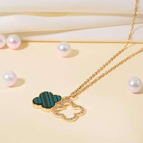 Clover Necklace For Women 18k Gold Plated Silver Lucky Four Leaf Clover Pendent Necklaces Trendy Dainty Jewelry Gifts for Women - color: Gold-Green