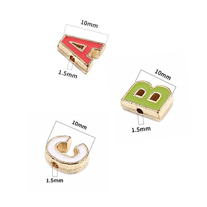 52Pcs Alloy Enamel Letter Shape Beads. | Capital Alphabet 2 Sets of A-Z Charm Beads for DIY Bracelet Necklace Jewelry Making