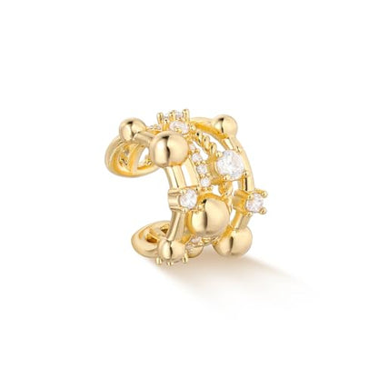 MYEARS Women Ear Cuff Earrings Gold Non Pierced Cartilage Clip on Open Wrap Beaded Hoop 14K Gold Plated Simple Hypoallergenic Everyday Jewelry