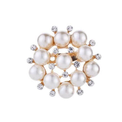 COLORFUL BLING Elegant Imitation Pearl Floral Crystal Brooch Pin for Wedding Bridal Fashion Jewelry - color: E style