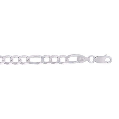 14K Gold or Rhodium Plated Silver Figaro Chain For Men | 1mm-13mm Thick | Solid 925 Figaro Italian Necklaces For Men - style: 5.50MM- White