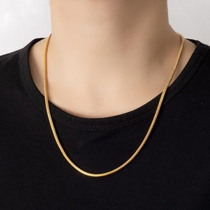 Dankadi Italy 925 Sterling Silver Snake Chain Necklace Men & Women 3MM-4MM Rolo Link Round Chain Chokers 18 "20" 22 "24" 26 "28" 30" Unisex Fine Jewelry Gift - size: Adjustable (18" - 30"), style: 3MM Gold