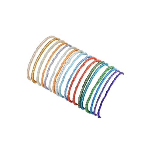 18Pcs Boho Stackable Beaded Bracelets for Women Colorful Handmade Multilayered Rice Beads Anklets Set Summer Beach Bohemian Jewelry Gift - color: Style 1 Multicolor B