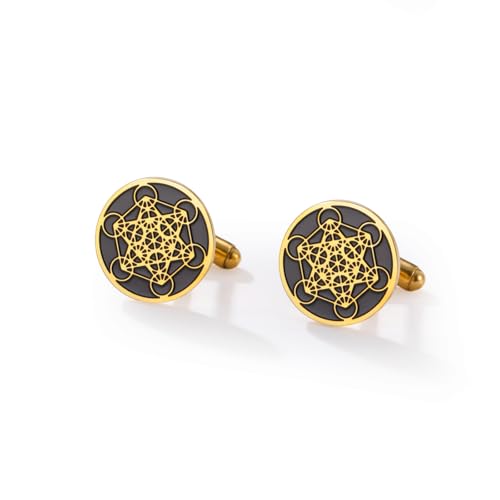 Cufflinks for Men Delicate Stainless Steel Wedding Business Cufflinks Gifts for Groom Husband French Shirt Accessories - style: Geometric-Gold