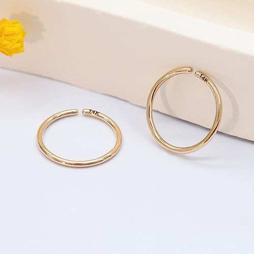 14K Gold Nose Ring Hoop for Women and Men, 6mm/7mm/8mm Tiny Gold Nose Ring Stud Piercing Jewelry, 20G 22G - color: 14k Yellow Gold, size: 20 gauge(0.8mm)-8mm