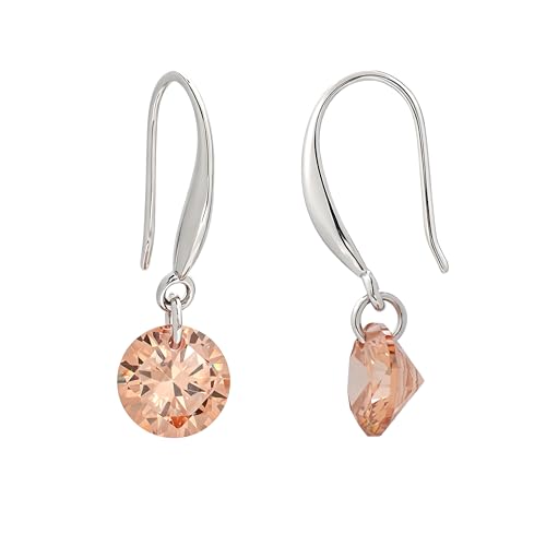 8 MM Cubic Zirconia Bare Diamond Cut Crystal Dangle Earrings for Women - color: Champagne