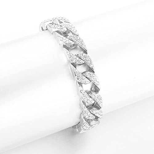 HH BLING EMPIRE 14K Gold and Silver Bracelets Diamond Tennis and Cuban Link Bracelet for Men Women Hip Hop Jewelry - color: 14mm cuban-Silver`, size: 7.5"