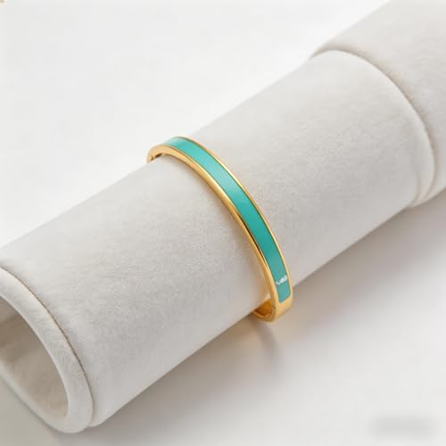 Gold Plated Bracelets fow Women Stainless Steel Green Oil-Drip Bangle Soft, Chip-Resistant Feminine Shine