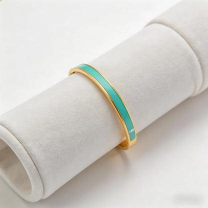 Gold Plated Bracelets fow Women Stainless Steel Green Oil-Drip Bangle Soft, Chip-Resistant Feminine Shine