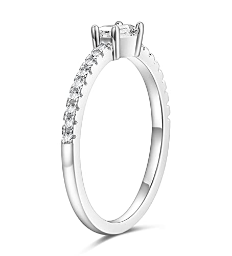TIGRADE 1.5mm Eternity Ring Baguette Cubic Zirconia Anniversary Ring CZ Pave Wedding Band for Women Size 3-12 - color: Silver