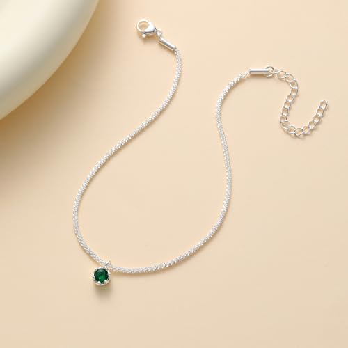 Wellike Silver Ankle Bracelets For Women Waterproof Birthstone Anklets Adjustable Sparkly Chain Silver Plated Stainless Steel Anklet Non Tarnish Jewelry - color: KKWJL185-5