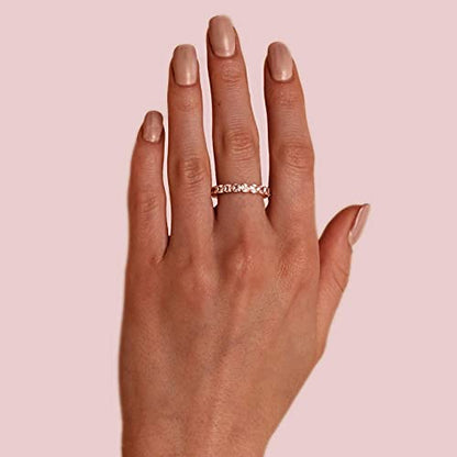 PAVOI 14K Gold Plated Eternity Ring for Women, Stackable Love Wedding Band | Square-Cut Cubic Zirconia Rings, Hypoallergenic Gold Wedding Bands - color: Yellow Gold