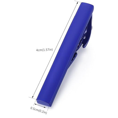 HONEY BEAR 1.57" Skinny Tie Clip Bar for Men Steel Business Wedding Gift | Classic Minimalist, Steel-Plated Copper Base, Gift-Boxed, Thickened, Rounded Corners, Easy to Slide On, No Snag or Wrinkle - style: Blue 4cm