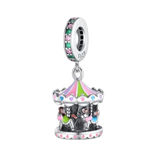 925 Sterling Silver Charms for Bracelets and Necklaces Lipstick and Perfume High Heels Dangle Pendants Heart Butterfly Bead Charms Halloween Christmas Gift for Womens - style: Carousel Dangle