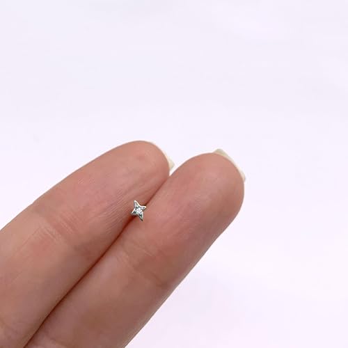 Flat Back Stud Cartilage Earrings Tragus Helix Piercing Jewelry Titanium | Conch Nose Piercing,Small Tiny Studs for Women,Threadless/Internally Threaded,Surgical Steel,Hypoallergenic,16G/18G/20G - color: Silver01-Star (6mm*2+8mm*1), size: Threadless-16G(1
