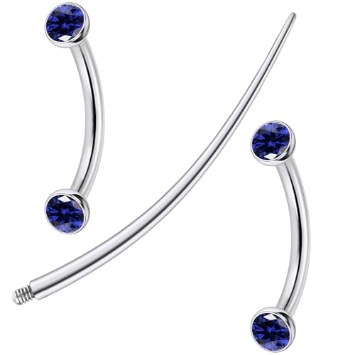 F136 Titanium 16g 6/8/10mm Eyebrow/Rook/Snug/Vertical-Labret/VCH/Snake-Eyes/Anti-Tragus/Christina/Daith/Belly-Button/Bridge/Hood/Surface Curved Barbell Piercing Jewelry for Women Men - color: Blue, size: 10 mm (3/8 in)