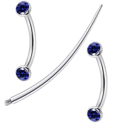 F136 Titanium 16g 6/8/10mm Eyebrow/Rook/Snug/Vertical-Labret/VCH/Snake-Eyes/Anti-Tragus/Christina/Daith/Belly-Button/Bridge/Hood/Surface Curved Barbell Piercing Jewelry for Women Men - color: Blue, size: 10 mm (3/8 in)