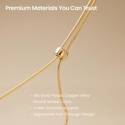 ARSIS Lariat Long Gold Necklace for Women, 18K Gold/Platinum Plated Y-Shaped Drop Dangle Pendant Necklace, Long Adjustable Pull Slider Chain Jewelry Gift for Her - color: Gold-herringbone slider