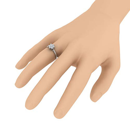 1/4 Carat Flower Shaped Cluster Prong Set Diamond Ring Band 10K Solid Gold - color: White Gold