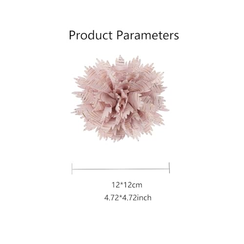 12cm Holiday Handmade Fabric Flower Brooch Pin for Women Girls Fashion Gold Thread Stripes Peony Brooches Lapel Hair Pins Dainty Anniversary Wedding Festival Dress Accessories Gift - color: Pink