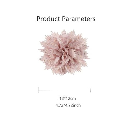 12cm Holiday Handmade Fabric Flower Brooch Pin for Women Girls Fashion Gold Thread Stripes Peony Brooches Lapel Hair Pins Dainty Anniversary Wedding Festival Dress Accessories Gift - color: Pink