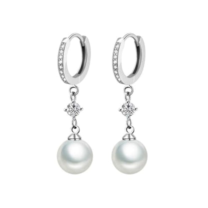 925 Sterling Silver Hook Pearl Dangle Earrings for Women Drop Hook Vintage Earrings Jewelry Birthday Gifts - style: 8mm Pearl