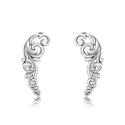 Ear Climbers Earrings for Women Sterling Silver Vintage Ear Crawler Earrings Jewelry Gifts for Women - style: Leaf