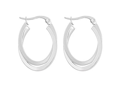 Edforce Women's Stainless Steel Overlapping Oval Hoop Earrings, (30mm) - style: C: Stainless Steel (30mm)