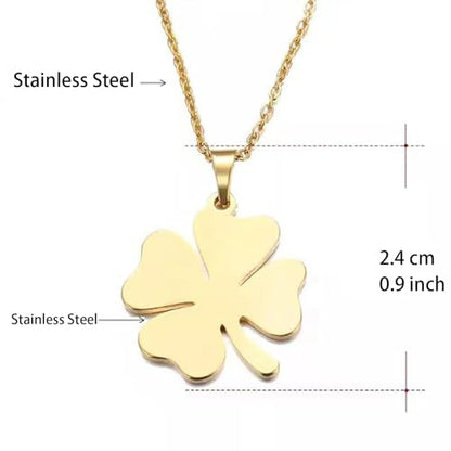 Elegant Stainless Steel Four Leaf Clover Necklace for Women – Gold Clover Pendant Necklace, Irish Shamrock Jewelry, Perfect Gold Clover Necklace for Women, 4 Leaf Clover Necklace, Lucky Charm Jewelry - color: Gold