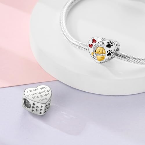 NARMO 925 Sterling Silver Charm Bead for Bracelets Silver Charms for Women - color: Love Dog