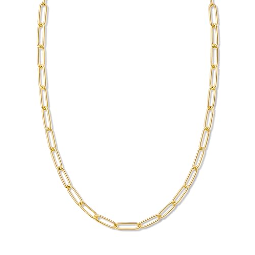 DESTIN Jewelry 18K Gold Plated Paperclip Chain Necklace, 2.5-6.5mm | Waterproof, hypoallergenic and tarnish-resistant adjustable stainless steel layering chain for women. - color: 18K Yellow Gold Plated Stainless Steel, size: 24"+ 2", style: 4 MM