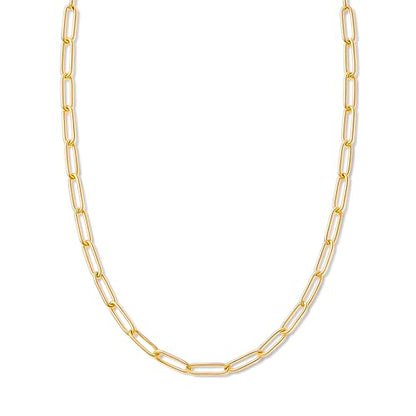 DESTIN Jewelry 18K Gold Plated Paperclip Chain Necklace, 2.5-6.5mm | Waterproof, hypoallergenic and tarnish-resistant adjustable stainless steel layering chain for women. - color: 18K Yellow Gold Plated Stainless Steel, size: 24"+ 2", style: 4 MM