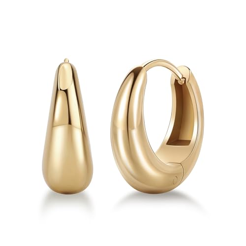 Hoop Earrings for Women Stainless Steel Hypoallergenic Huggie Hoop | Non Tarnish Gold Earrings Small Huggie Earrings Everyday Jewelry Y2K Teardrop Earrings for Sensitive Ears - color: Gold, size: 0.7 inch
